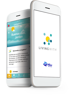 Two iPhones displaying the Living With App