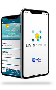 Two iPhones displaying the Living With App