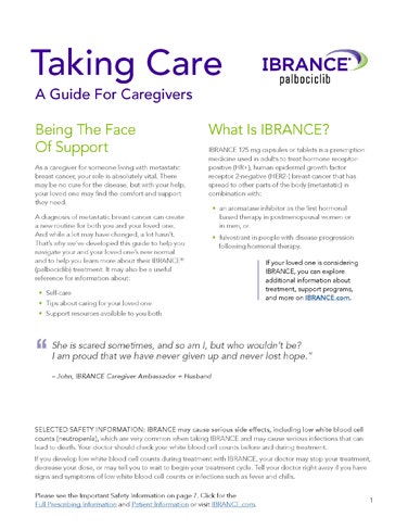 Caregiver guide for Ibrance (palbociclib)